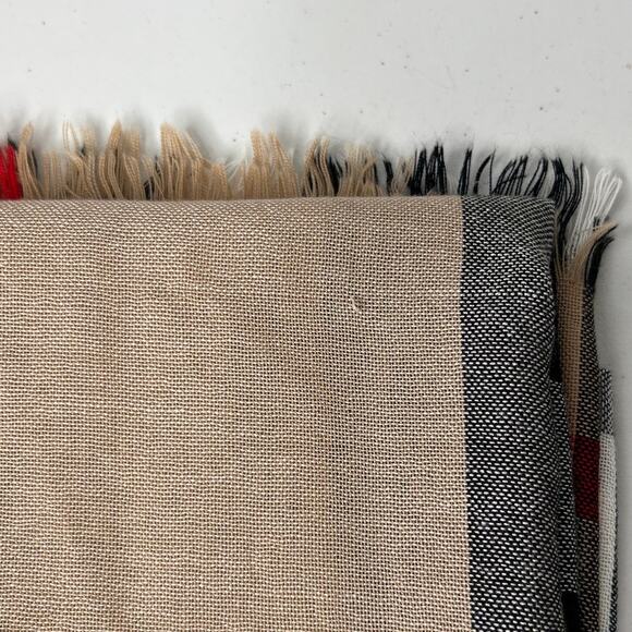 Burberry Plaid Mega Check Wool Cashmere Classic Lightweight Scarf - Picture 5 of 9